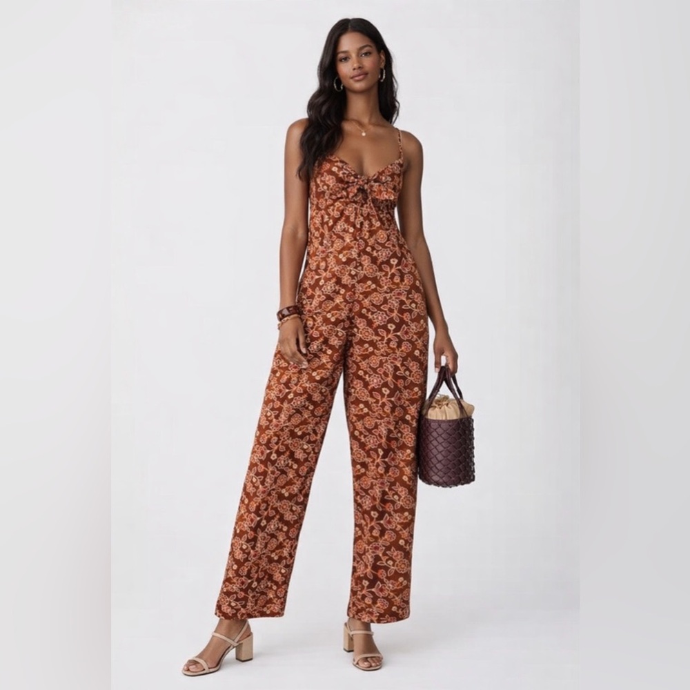 J. Crew Brown Floral Jumpsuit
